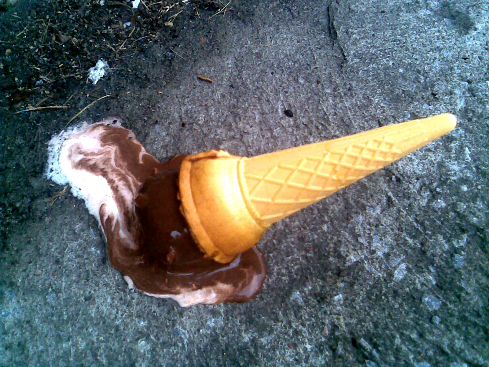 meltd ice cream cone on ice cream
